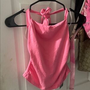 SHEIN Pink Halter Tie-Back Camisole